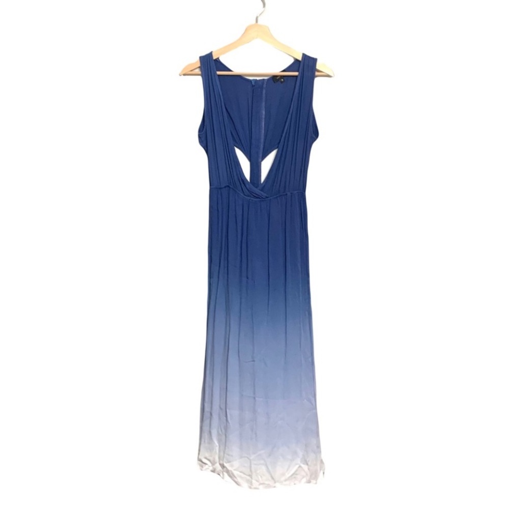 onTwelfth Ombre’ Blue Maxi Dress Open Back Exposed Zipper Size Medium Beachy